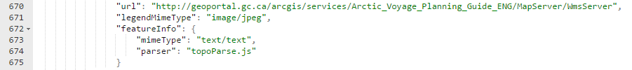 Image of configuration file for WMS Get Feature request