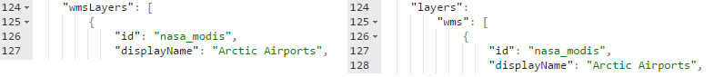 Config file differences - wms layer collection